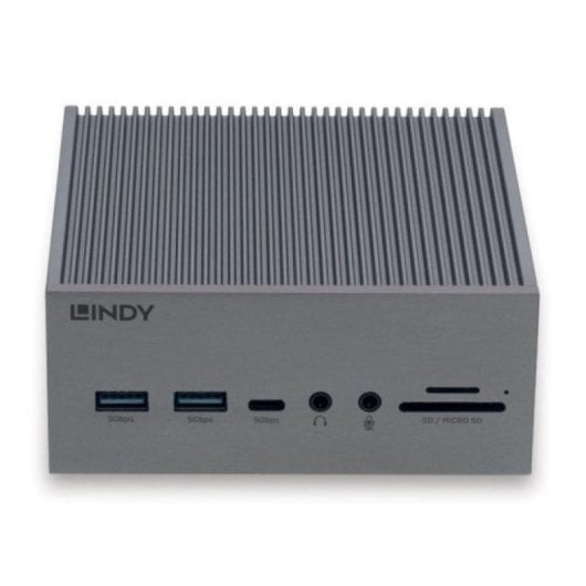Lindy 43351 Docking Station USB-C com HDMI 4K, DisplayPort, Ethernet e Leitor SD Alumínio Cinzento