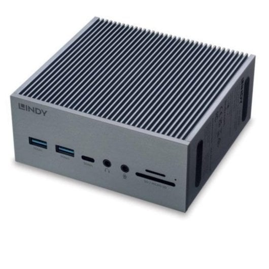 Lindy 43351 Docking Station USB-C com HDMI 4K, DisplayPort, Ethernet e Leitor SD Alumínio Cinzento