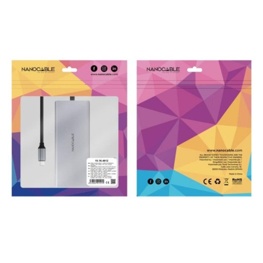 Nanocable 10.16.4612 Hub 2-em-1 USB-C 3.2 com 3xUSB-A, 2xHDMI 4K60Hz, DP, RJ45, Slot SD/TF, Áudio e PD 100W Alumínio Cinzento