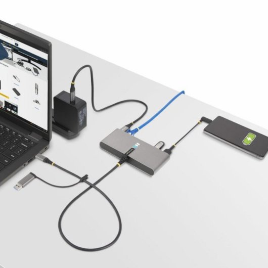 Concentrador USB StarTech.com HB31C2A1CS RS232 Ethernet Gigabit 2xUSB 100W PD Gris