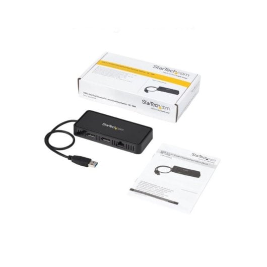StarTech USBA2DPGB Docking Station USB-A 3.0 com Dual DisplayPort 4K/60Hz e Ethernet Preto