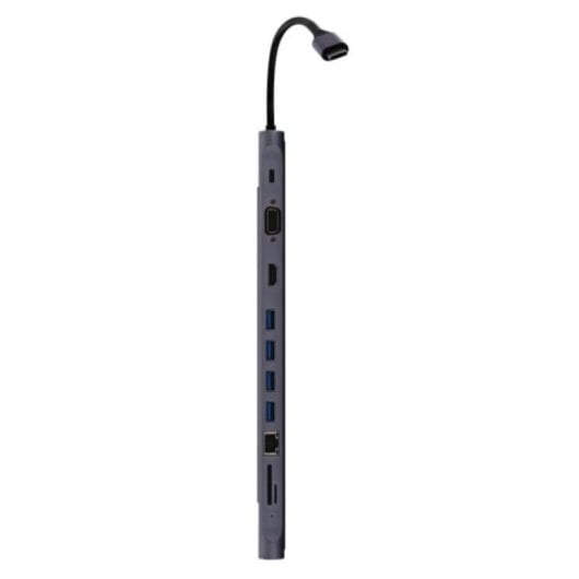 Dock Station T'nB DOCKUSBC11 USB-C 4xUSB-A HDMI VGA Ethernet Lector SD/MicroSD Plata