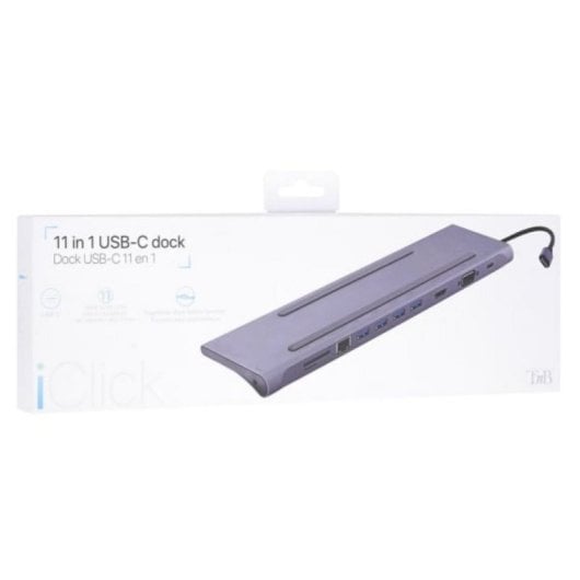 Dock Station T'nB DOCKUSBC11 USB-C 4xUSB-A HDMI VGA Ethernet Lector SD/MicroSD Plata