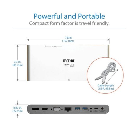 Dockingstation Tripp Lite U442-DOCK4-INT USB-C 3.2 Gen 2 100W Ethernet 4K Grau