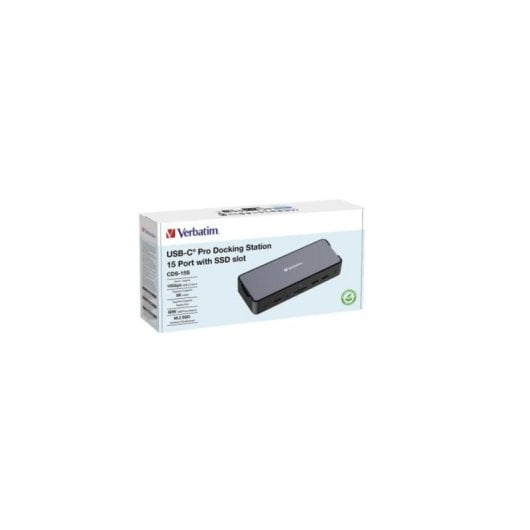 Verbatim CDS-15S Docking Station USB-C 100W 8K HDMI DisplayPort 10Gbps NVMe SD RJ45 ABS Alumínio