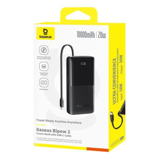 Baseus Bipow 2 Lithium-Polymer 10000 mAh Schwarz