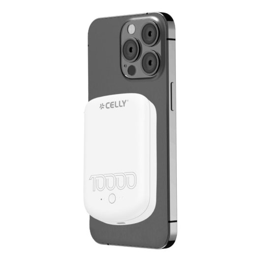 Batterie externe Celly MAGPB10000PROWH 10 000 mAh avec chargeur sans fil, blanche