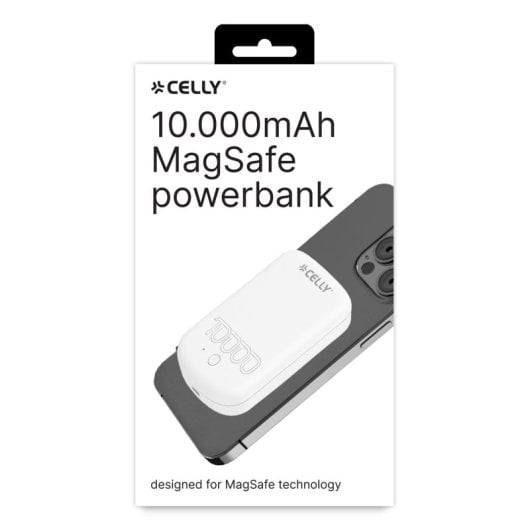 Batterie externe Celly MAGPB10000PROWH 10 000 mAh avec chargeur sans fil, blanche