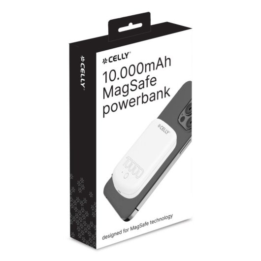 Batterie externe Celly MAGPB10000PROWH 10 000 mAh avec chargeur sans fil, blanche