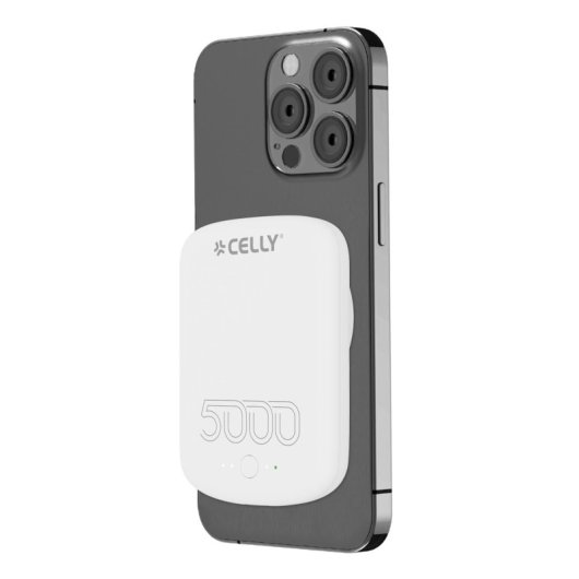 Batterie externe Celly MAGPB5000PROWH 5000 mAh avec chargeur sans fil, blanc