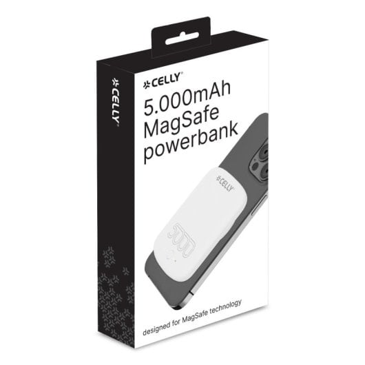 Batterie externe Celly MAGPB5000PROWH 5000 mAh avec chargeur sans fil, blanc