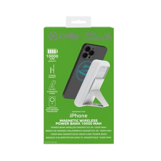 Celly MAGPB10000WH 10000 mAh Caricabatterie Wireless Esterno Bianco
