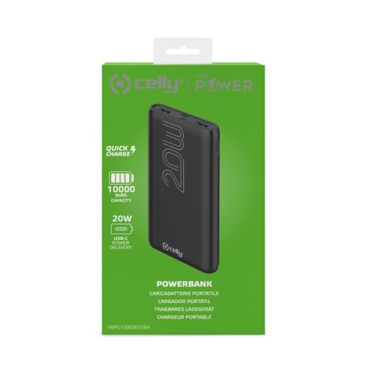 Celly PBPD10000EVOBK batería externa 10000 mAh Negro
