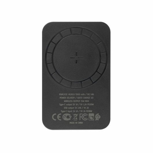 Rivacase VA2603 batería externa Polímero de litio 5000 mAh Cargador inalámbrico Negro