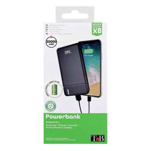 Batterie externe T'nB PBU20000 Polymère 20000 mAh Noir