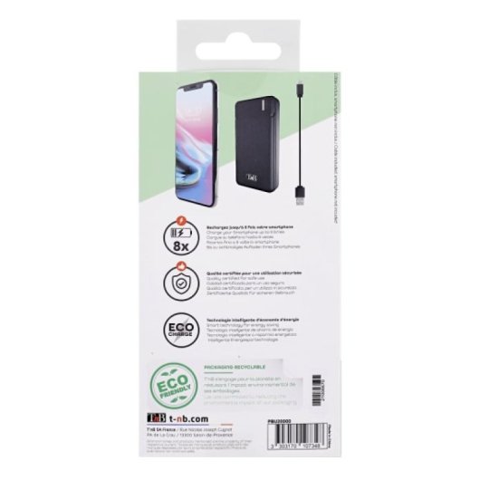 Batterie externe T'nB PBU20000 Polymère 20000 mAh Noir