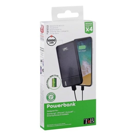 Batteria esterna T'nB PBU10000 ai polimeri 10000 mAh nera