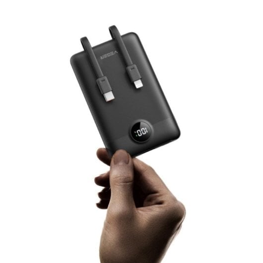 Powerbank Veger C11 VG-W1170 10000mAh Negro PD22.5W Cables Integrados LCD Rápida