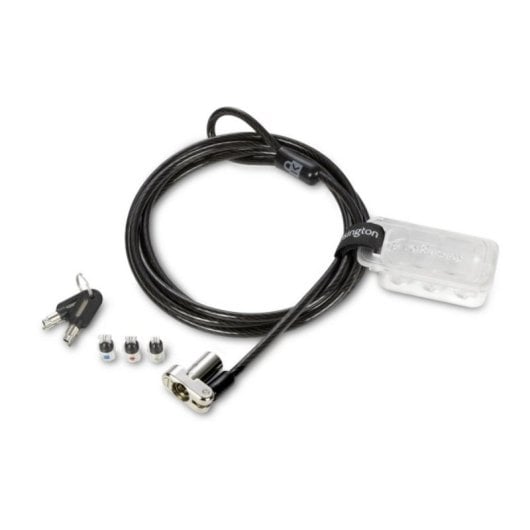 Candado portátil Kensington Universal 3 en 1, cable 1,8m, llave, carbono/plata
