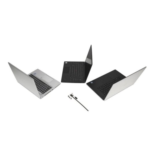 Candado portátil Kensington Universal 3 en 1, cable 1,8m, llave, carbono/plata