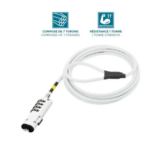 Candado portátil Mobilis 001330 Código Acero 1,8m Blanco