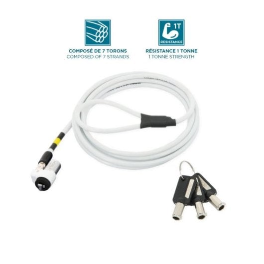 Lucchetto Mobilis 001325 Bianco 1,8 m Acciaio con Chiave 3 Chiavi Lucchetto Mobilis 001325 Bianco 1,8 m Acciaio con Chiave 3 Chiavi