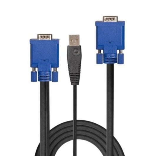 Kabel Lindy 32186 2m VGA USB 15 Way HD Male Schwarz Blau