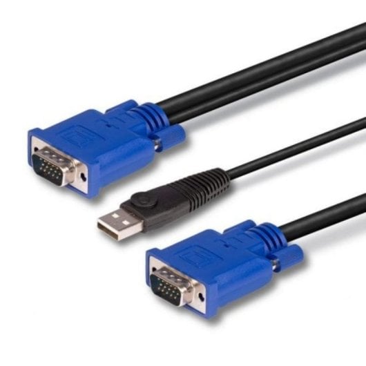 Kabel Lindy 32186 2m VGA USB 15 Way HD Male Schwarz Blau
