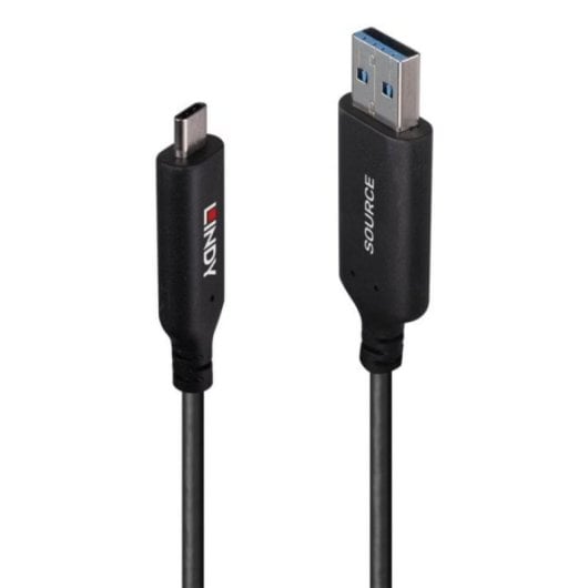 Cable USB Lindy 43395 10m USB A a USB C USB 3.2 Gen 1 5 Gbit/s Negro