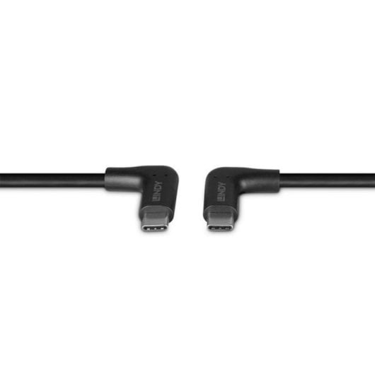 Cable USB C Lindy 32023 1m USB 3.2 Gen 2 10Gbps Angular Blindado Power Delivery 60W Negro