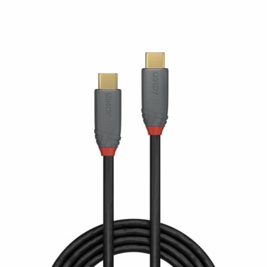 Cable USB-C Lindy 36903 2m chapado en oro USB 3.2 Gen 2 20Gbit/s 100W Negro