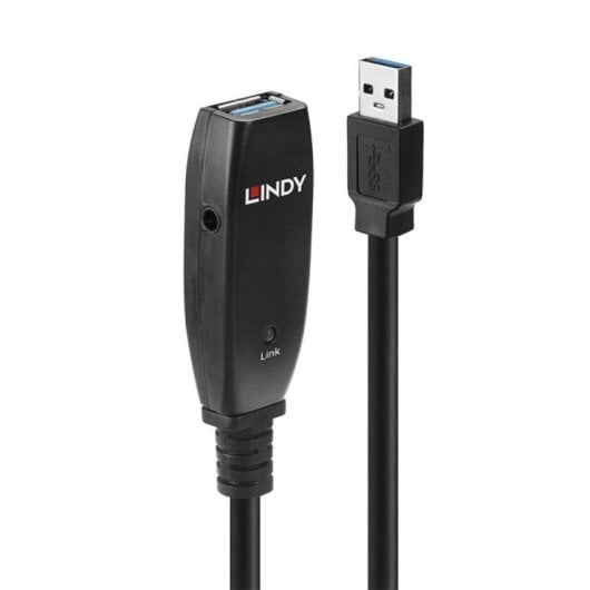 Cable USB Lindy 43322 15m USB 3.2 Gen 1, USB A macho a USB A hembra, Negro