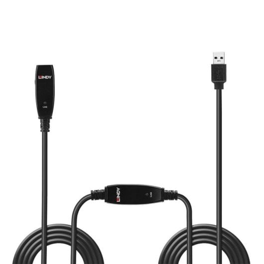 Cable USB Lindy 43322 15m USB 3.2 Gen 1, USB A macho a USB A hembra, Negro