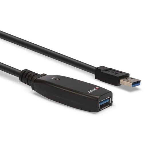 Cable USB Lindy 43322 15m USB 3.2 Gen 1, USB A macho a USB A hembra, Negro