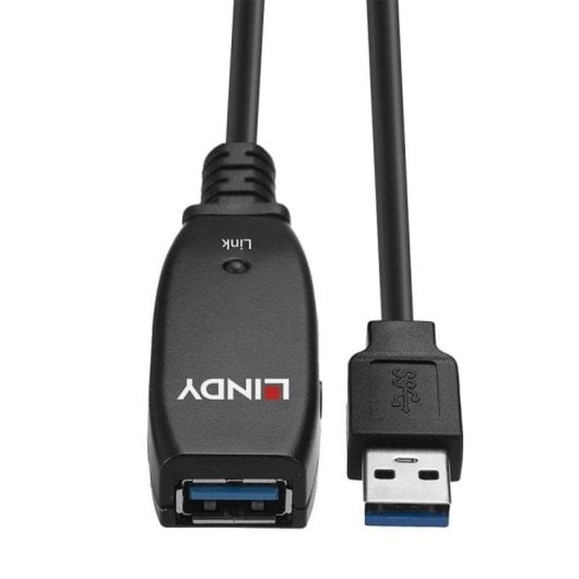 Cable USB Lindy 43322 15m USB 3.2 Gen 1, USB A macho a USB A hembra, Negro