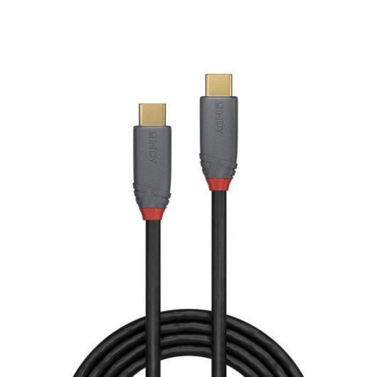Cable USB C Lindy 36902 1,5m 10Gbps Chapado Oro Negro/Gris PVC RoHS