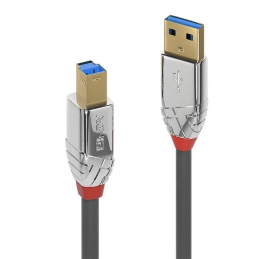 Cable USB Lindy 36664 5m USB 3.2 Gen 1 A a B Macho Chapado Oro Gris