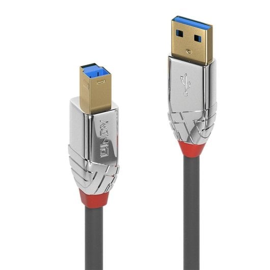 Cable USB Lindy 36664 5m USB 3.2 Gen 1 A a B Macho Chapado Oro Gris