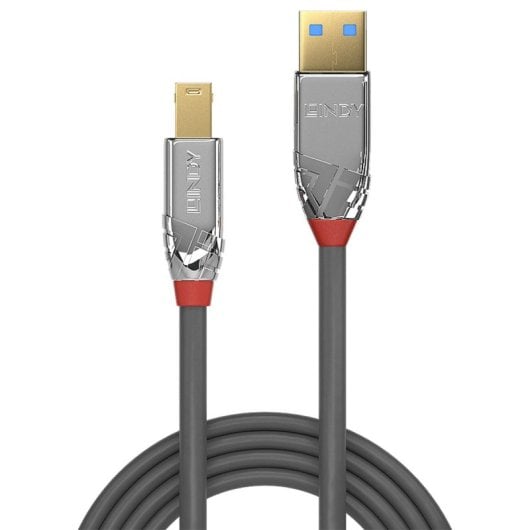 Cable USB Lindy 36664 5m USB 3.2 Gen 1 A a B Macho Chapado Oro Gris
