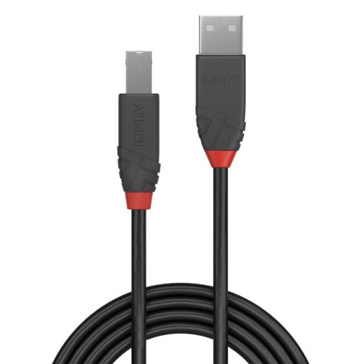 Cabo USB Lindy 36677 10m USB A Macho para USB B Macho USB 2.0 Preto Cinza Vermelho