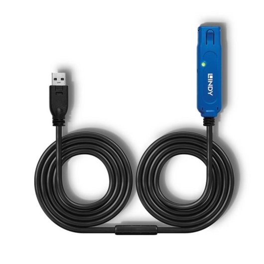 Lindy 43157 Cabo Blindado USB 3.2 Gen1 Macho/Fêmea 10m 5Gbit/s Preto