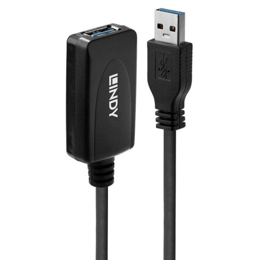 Cable USB Lindy 43155 5m USB 3.2 Gen 1 Macho-Hembra Blindado Chapado en Oro Negro