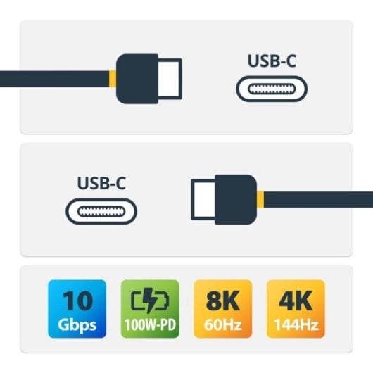 USB-C-Kabel 10Gbps 100W Power Delivery DP Alt Mode 0,5m Grau Schwarz