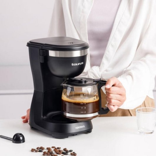 Cafetera de filtro Taurus Verona 6 0,6L 600W Negro Acero Inoxidable Sistema Antigoteo