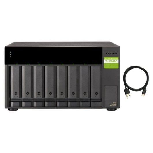 QNAP TL-D800C NAS 8 Baías USB 3.2 Gen2 Hot-Swap SATA 6Gb/s Preta/Cinzento