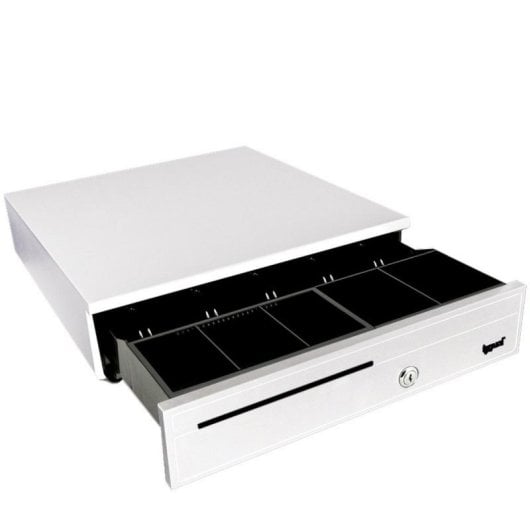 Cajón de efectivo iggual IRON-3W IGG315767 Blanco 405x420x100mm 12V cierre 3 posiciones