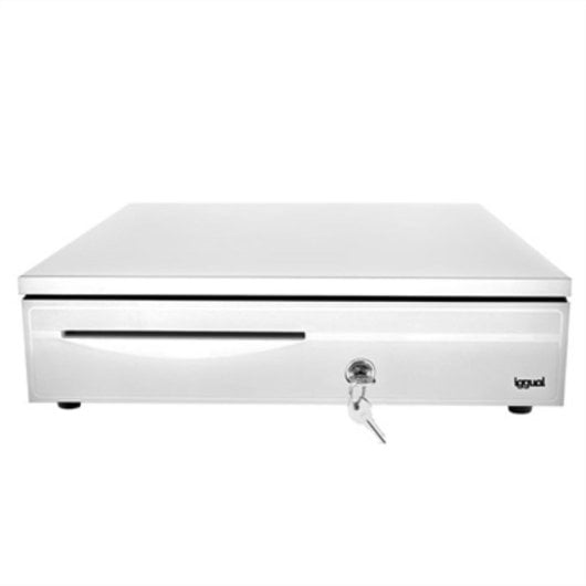 Cajón de efectivo iggual IRON-3W IGG315767 Blanco 405x420x100mm 12V cierre 3 posiciones