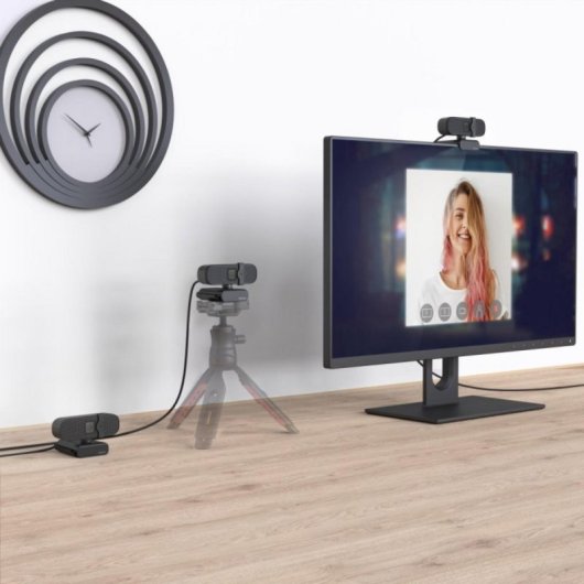 Cámara web Hama C 400 Full HD 2MP micrófono integrado USB 2.0 negra con base para pantalla