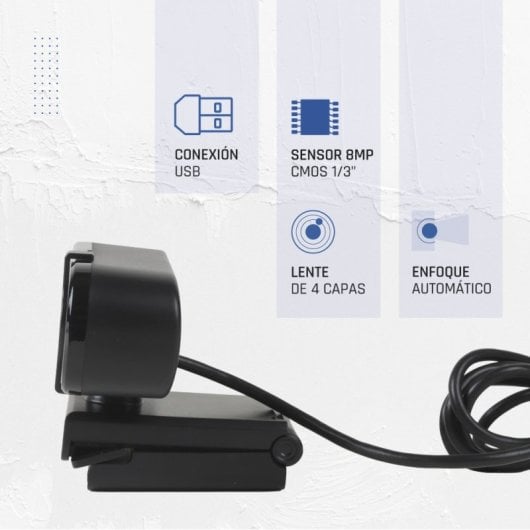 Webcam iggual USB 4K UHD WC3840 Business Pro View 8MP Enfoque Auto Cancelación Ruido