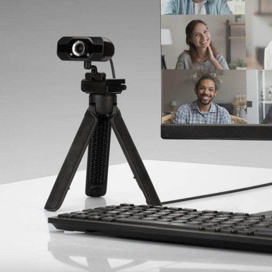 Câmara Web Full HD USB 2.0 1920x1080 30fps com Microfone Integrado e Base Rotativa